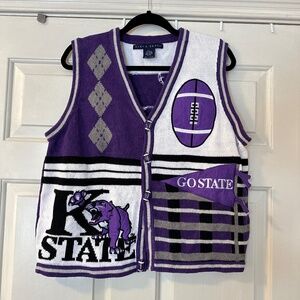 Vintage Birch Bros Kansas State University KSU Wildcats Sweater Vest Large Sport
